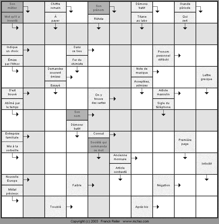 Grille fl&eacute;ch&eacute;e 0104 &agrave; imprimer