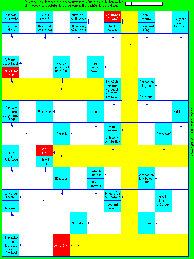 Grille fl&eacute;ch&eacute;e 0201 &agrave; imprimer
