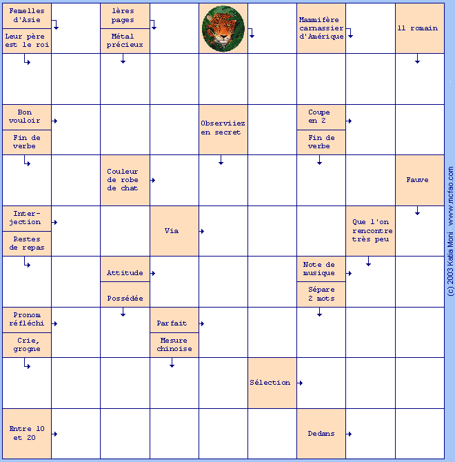 Grille n�2 sur les f&eacute;lins &agrave; imprimer